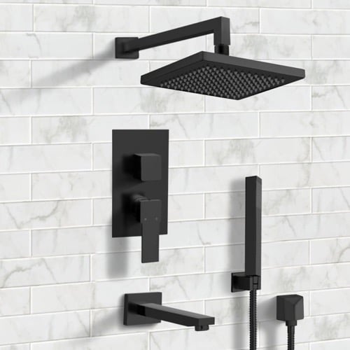 Matte Black Tub and Shower Faucet Set with Handheld, Rain Shower Head Matte Black Tub and Shower Faucet Set with Handheld, Rain Shower Head Remer TSH33
